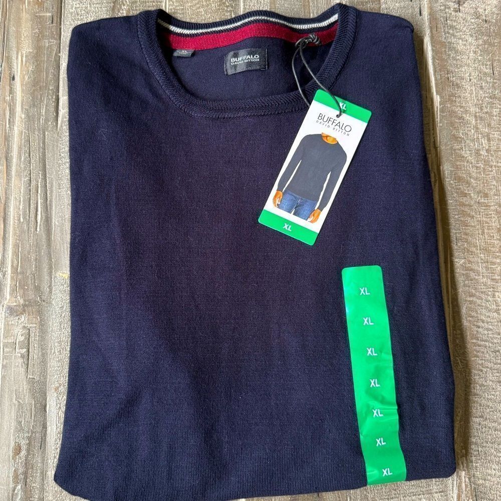 Buffalo by David Bitton Navy Blue Men’s Crew Neck Soft Knit Sweater XL